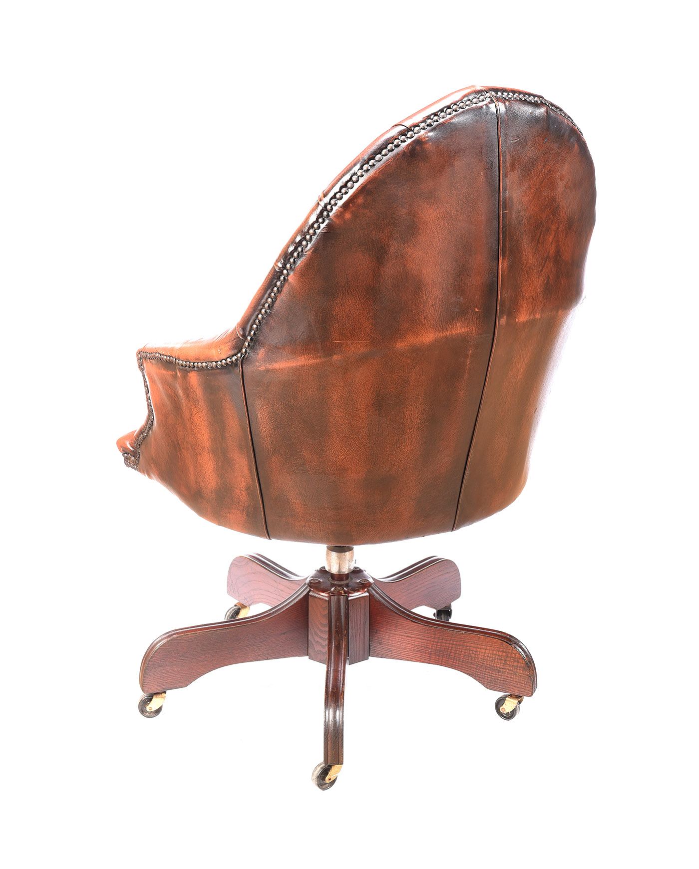 DEEP BUTTONED LEATHER DESK CHAIR at Ross's Online Art Auctions