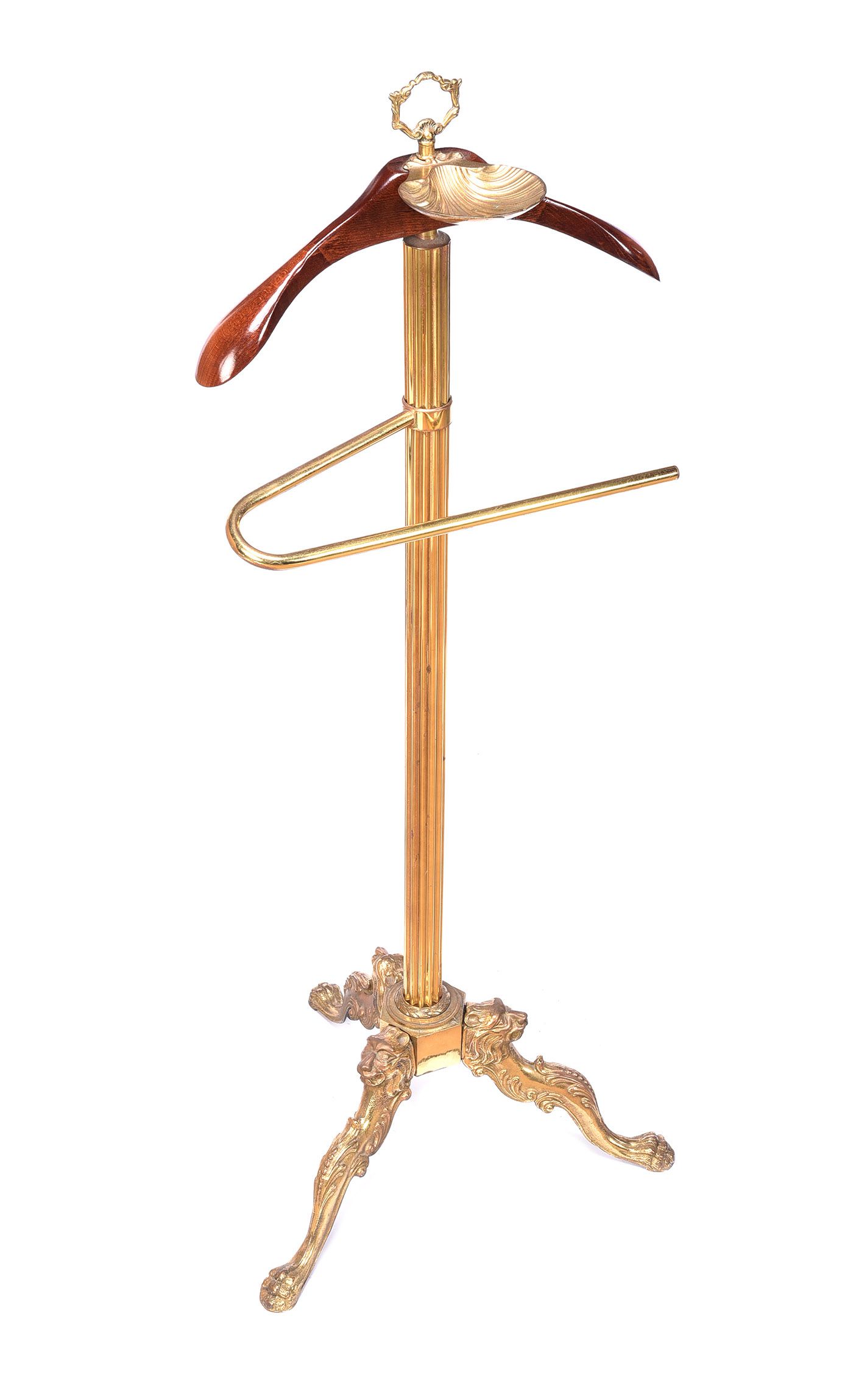 VINTAGE MAHOGANY & BRASS GENTS VALET STAND at Ross's Online Art Auctions