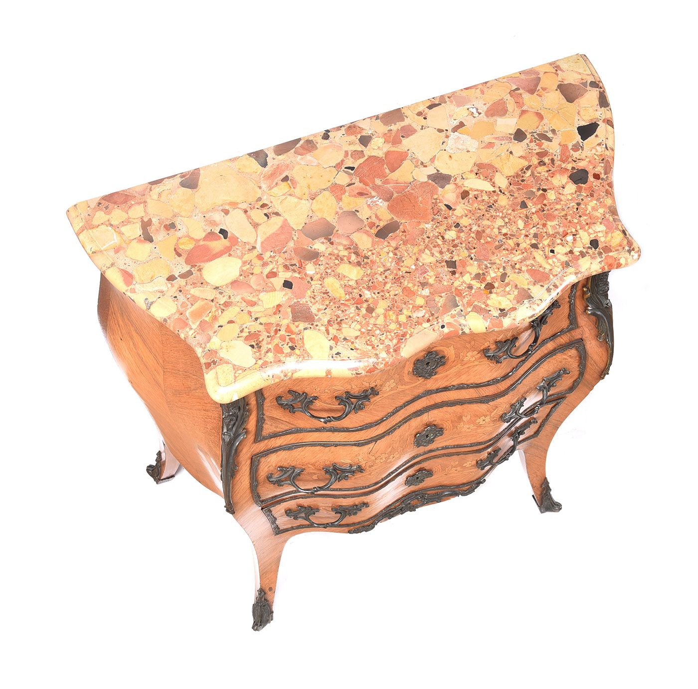 EARLY TWENTIETH CENTURY KINGWOOD MARBLE TOP BOMBE CHEST at Ross's Online Art Auctions
