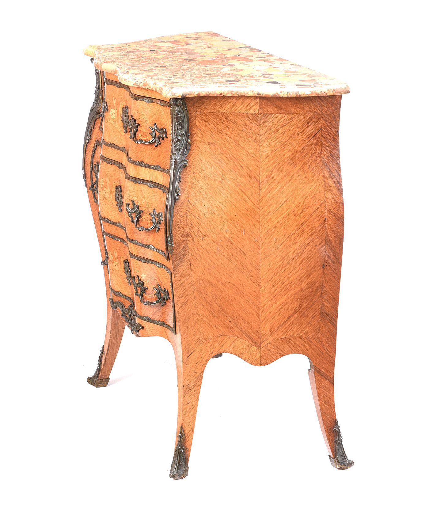 EARLY TWENTIETH CENTURY KINGWOOD MARBLE TOP BOMBE CHEST at Ross's Online Art Auctions