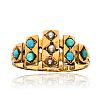 ANTIQUE 15CT GOLD TURQUOISE & PEARL RING at Ross's Online Art Auctions