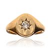 9CT GOLD DIAMOND GENTS SIGNET RING at Ross's Online Art Auctions