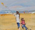 KITE FLYING ON THE BEACH by Marie Carroll at Ross's Online Art Auctions