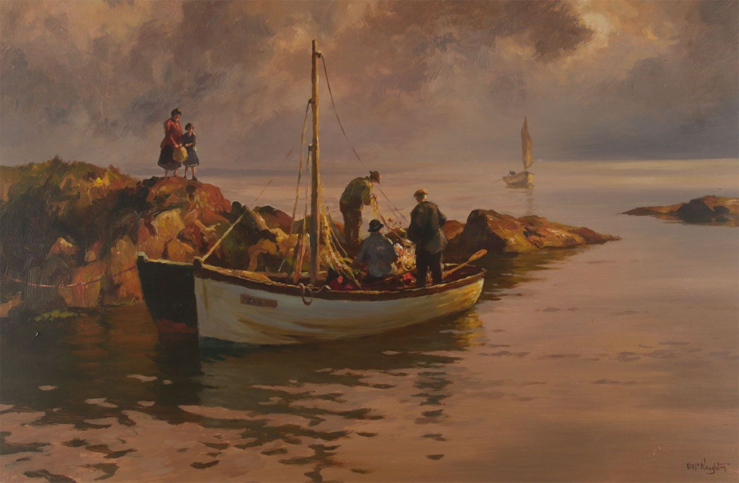 UNLOADING THE CATCH by Donal McNaughton at Ross's Online Art Auctions