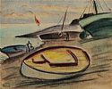 BEACHED BOATS ON THE SHORELINE by Norah McGuinness HRHA at Ross's Online Art Auctions