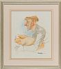 FARMER WITH A PIG by Rowel Friers HRUA at Ross's Online Art Auctions
