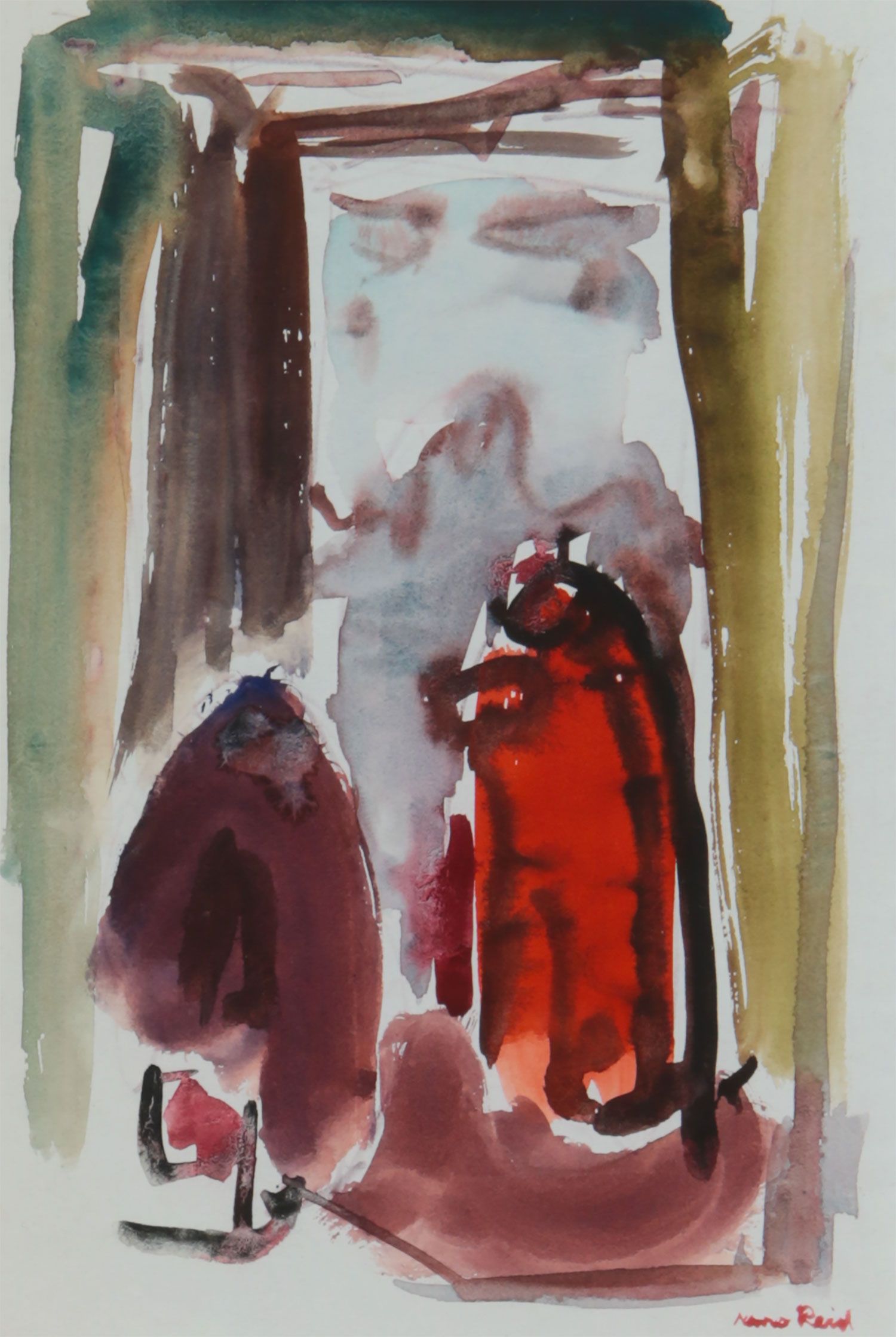 FIGURES BY A DOORWAY by Nano Reid RHA at Ross's Online Art Auctions