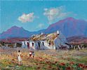 OLD FARMHOUSE WITH POPPIES by William Cunningham at Ross's Online Art Auctions