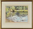 SWANS ON THE LAGAN by D. Reid at Ross's Online Art Auctions
