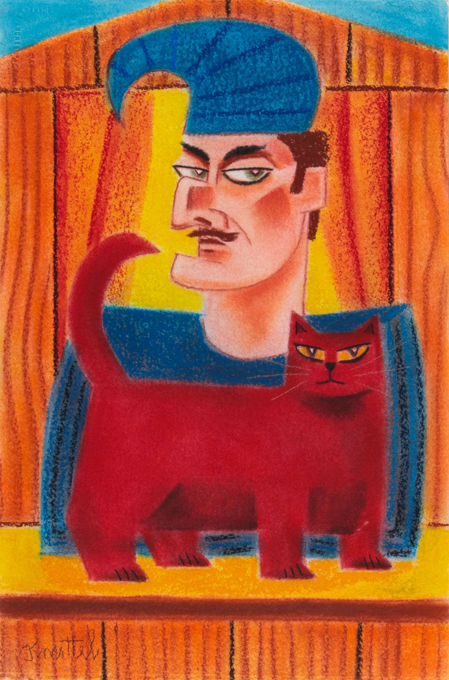 PUNCH AND THE RED CAT by Graham Knuttel at Ross's Online Art Auctions