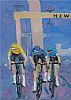 CYCLISTS RACING AT HARLAND AND WOLFF, BELFAST by Sean Lorinyenko at Ross's Online Art Auctions