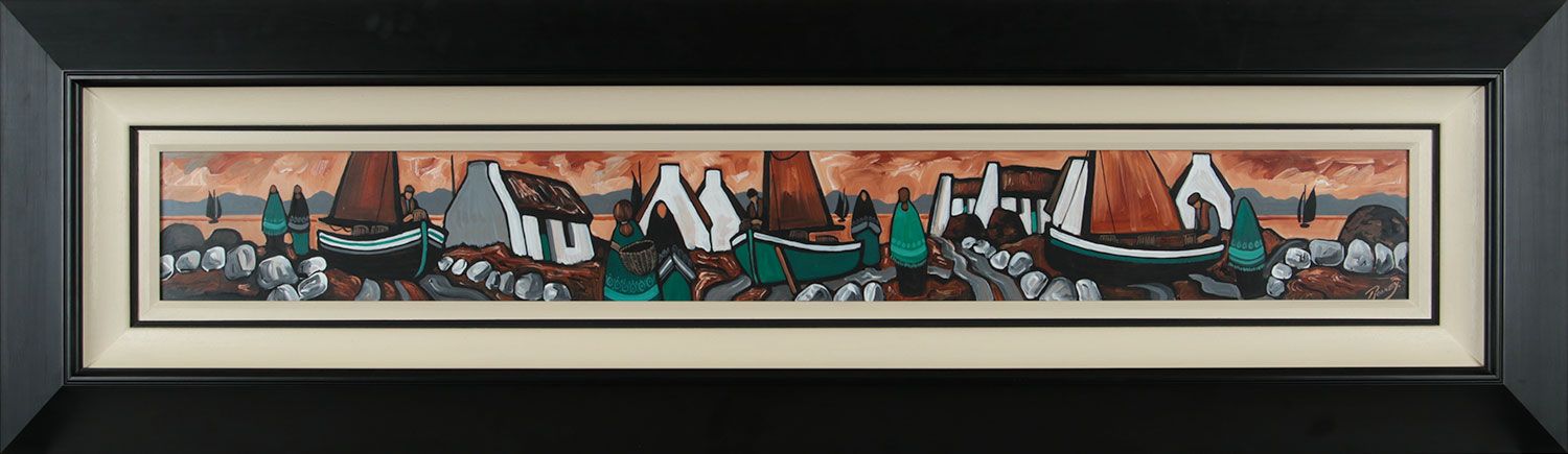 IRISH FISHING VILLAGE by J.P. Rooney at Ross's Online Art Auctions