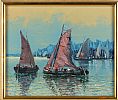 FISHING BOATS , PORTUGAL by Continental School at Ross's Online Art Auctions