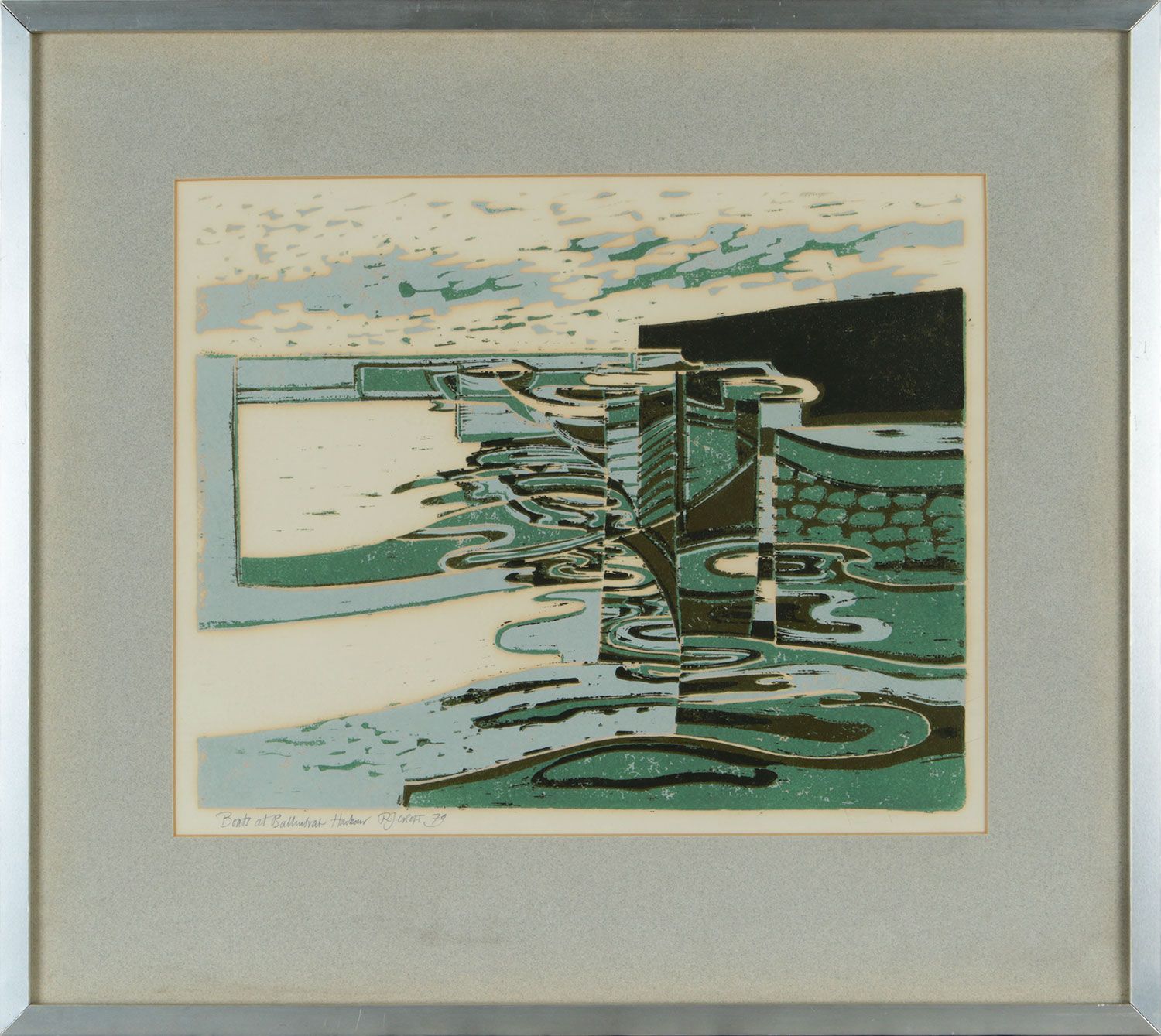 BOATS AT BALLINTRA HARBOUR by Richard J. Croft PPRUA at Ross's Online Art Auctions