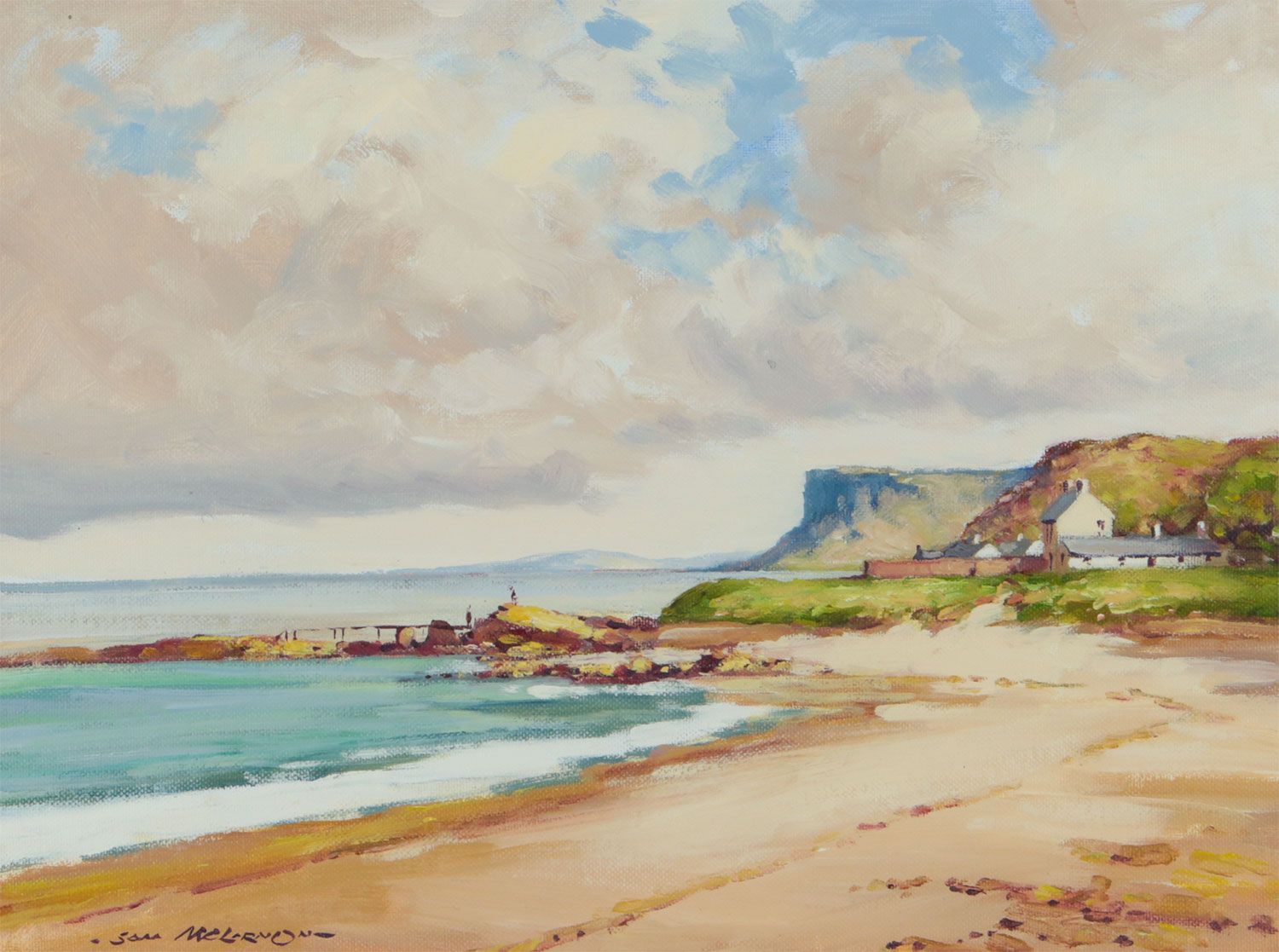 AT BALLYCASTLE BEACH by Samuel McLarnon UWS at Ross's Online Art Auctions