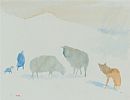 SHEEP AND FOX IN A WINTER LANDSCAPE by Tom Carr HRHA HRUA at Ross's Online Art Auctions