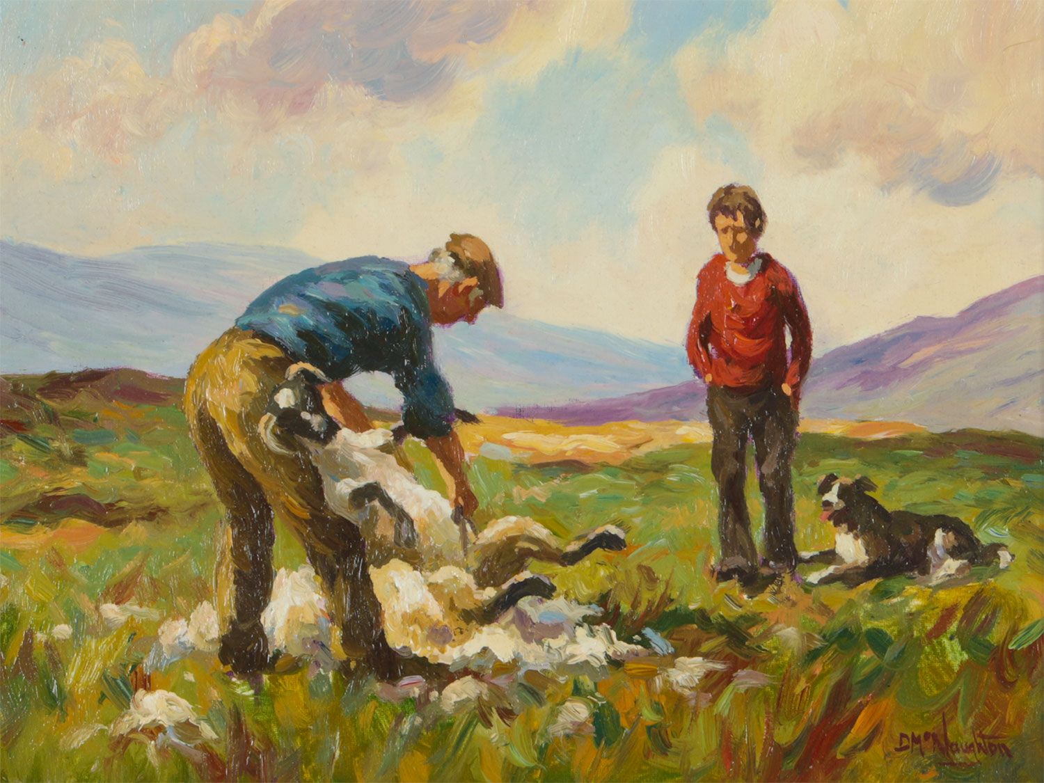 SHEEP SHEARING by Donal McNaughton at Ross's Online Art Auctions