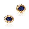 18CT GOLD SAPPHIRE & DIAMOND CLUSTER EARRINGS at Ross's Online Art Auctions