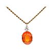 18CT GOLD FIRE OPAL & DIAMOND PENDANT ON 9CT GOLD CHAIN at Ross's Online Art Auctions