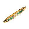 18CT GOLD DIAMOND & EMERALD BANGLE at Ross's Online Art Auctions