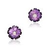 18CT WHITE GOLD AMETHYST & DIAMOND FLORAL MOTIF EARRINGS at Ross's Online Art Auctions