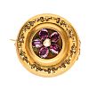9CT GOLD AMETHYST & SEED PEARL BROOCH at Ross's Online Art Auctions