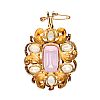 GOLD PINK TOPAZ & PERIDOT PENDANT at Ross's Online Art Auctions