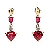 9CT GOLD SYNTHETIC RUBY & DIAMOND EARRINGS at Ross's Online Art Auctions