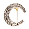 18CT GOLD ON SILVER DIAMOND CRESCENT BROOCH at Ross's Online Art Auctions