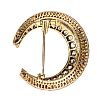 18CT GOLD ON SILVER DIAMOND CRESCENT BROOCH at Ross's Online Art Auctions