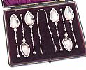 CASED SET OF SILVER PLATED SUGAR TONGS & SPOONS at Ross's Online Art Auctions