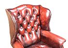 FINE DEEP BUTTONED OXBLOOD LEATHER WINGBACK ARMCHAIR at Ross's Online Art Auctions