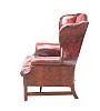 FINE DEEP BUTTONED OXBLOOD LEATHER WINGBACK ARMCHAIR at Ross's Online Art Auctions