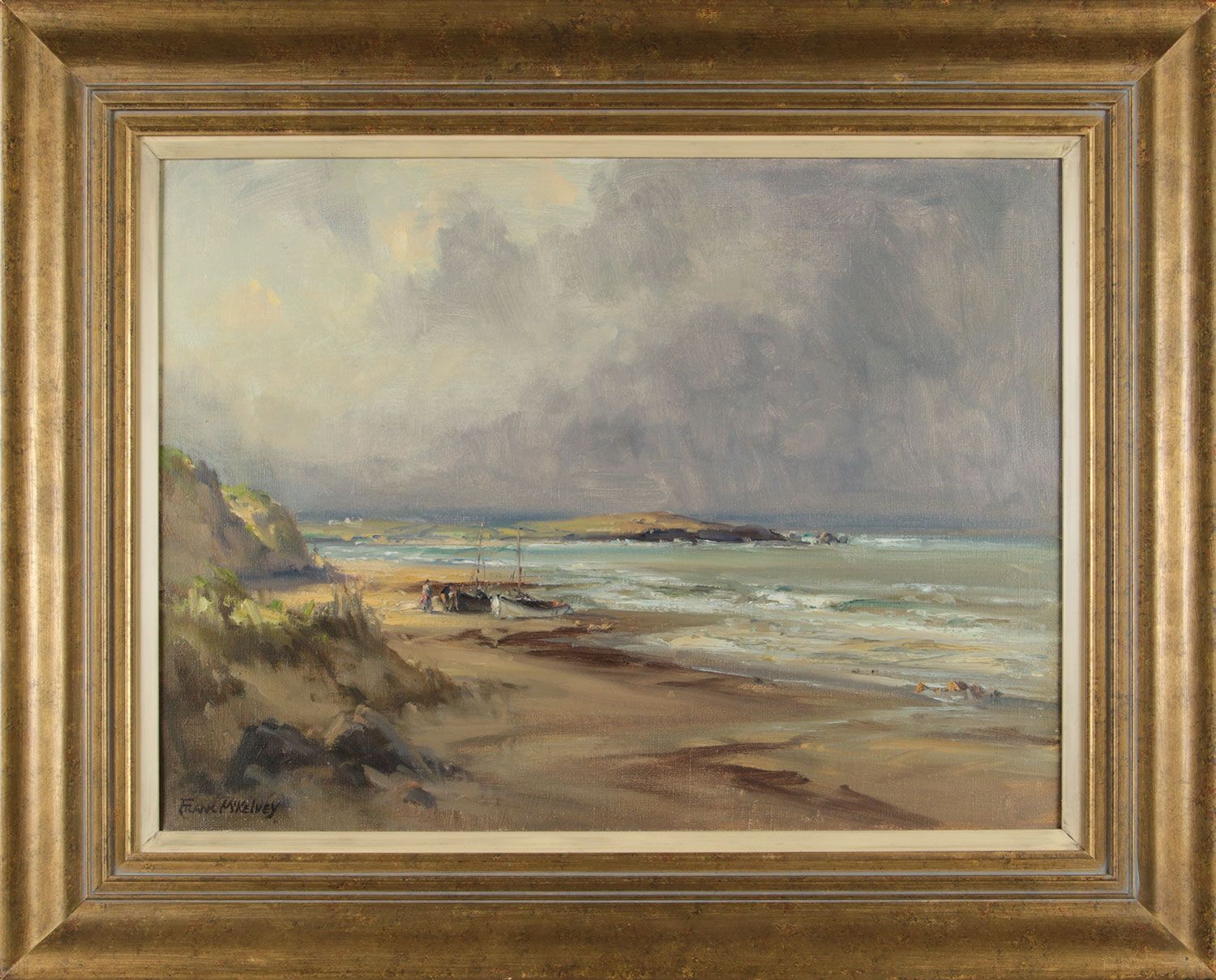 BOATS ON THE FORESHORE, DONEGAL by Frank McKelvey RHA RUA at Ross's Online Art Auctions