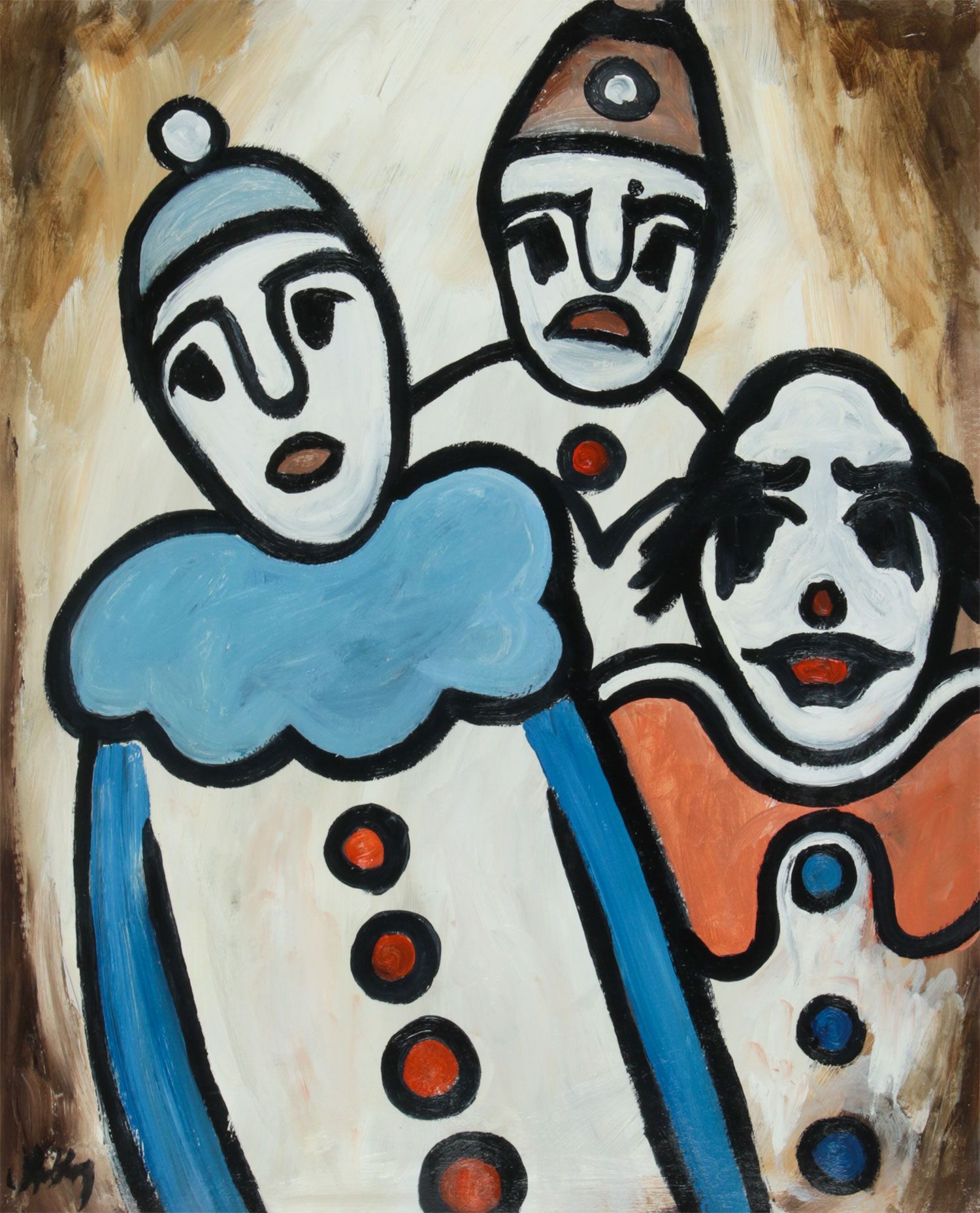 THREE CLOWNS by Markey Robinson at Ross's Online Art Auctions