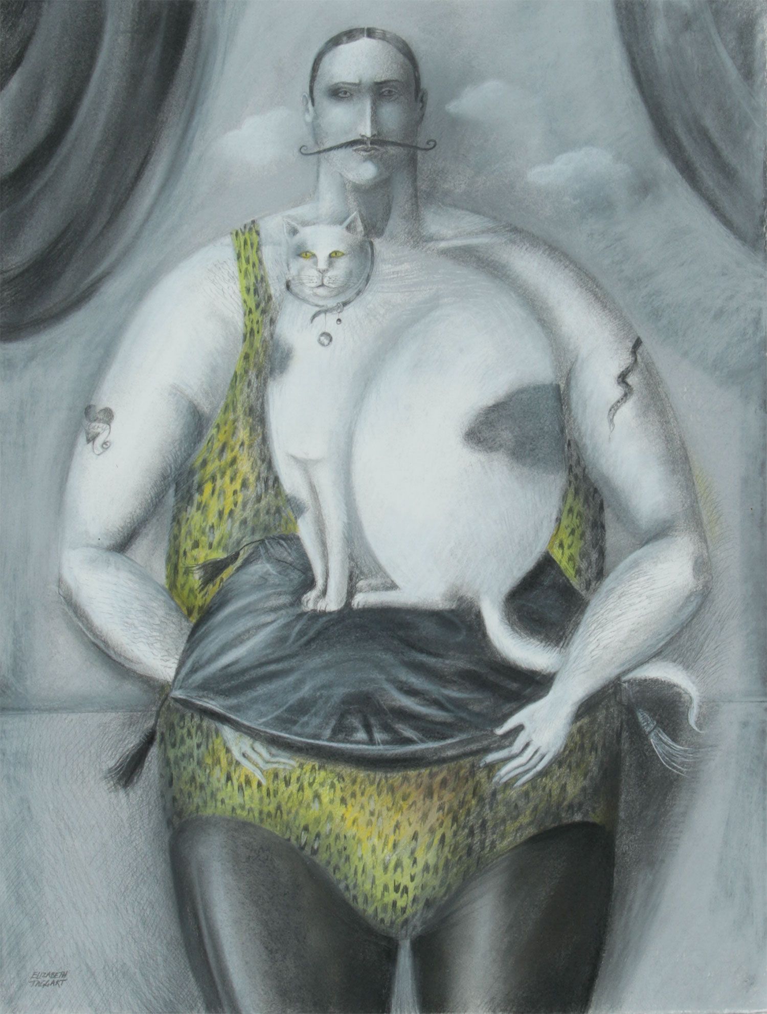THE STRONGMAN AND HIS CAT by Elizabeth Taggart at Ross's Online Art Auctions