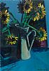 SUNFLOWERS ON TURQUOISE by Brian Ballard RUA at Ross's Online Art Auctions