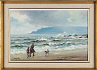 WINDY DAY ON THE ANTRIM COAST by Charles McAuley at Ross's Online Art Auctions