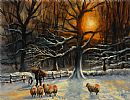 FEEDING THE WINTER SHEEP by Liam Reilly at Ross's Online Art Auctions