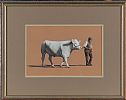 FARMER AND BULL by Sarah Pyefinch at Ross's Online Art Auctions