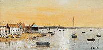 BEACH HUTS AT MUDEFORE AND MUDEFORD NEAR CHRIST CHURCH by Bernard Shaw at Ross's Online Art Auctions