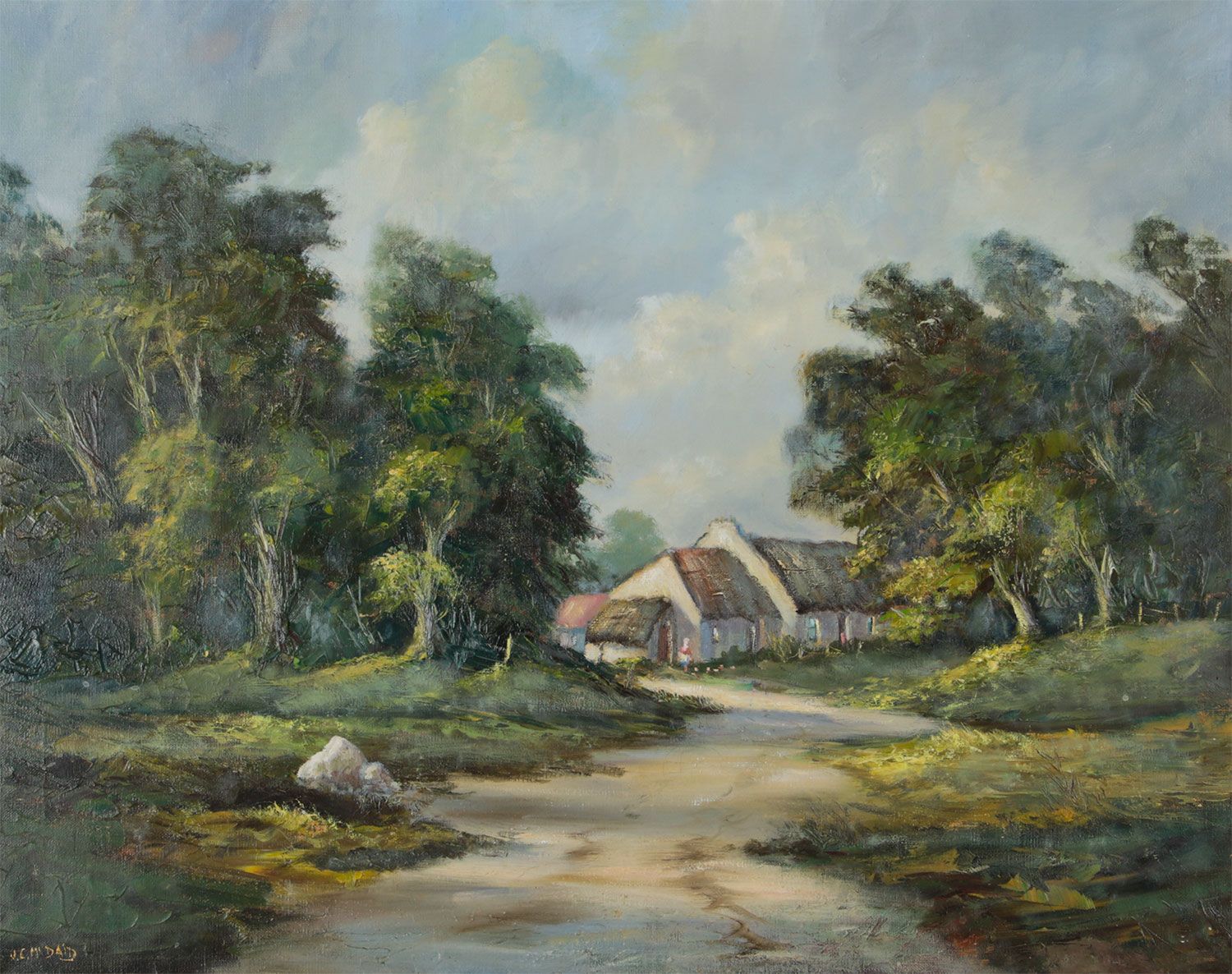 COTTAGES AT GLENTOUGHER, DONEGAL by J.C McDade at Ross's Online Art Auctions