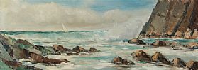 ROCKY SEASCAPE, ANTRIM COAST by Norman J. McCaig at Ross's Online Art Auctions