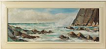 ROCKY SEASCAPE, ANTRIM COAST by Norman J. McCaig at Ross's Online Art Auctions