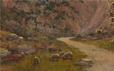 SHEEP GRAZING BY A RIVER by Helen O'Hara RUA at Ross's Online Art Auctions