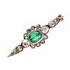 SILVER ON GOLD EMERALD & DIAMOND BROOCH at Ross's Online Art Auctions