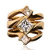 14CT GOLD THREE STONE DIAMOND RING at Ross's Online Art Auctions