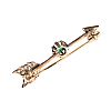 SILVER ON 18CT GOLD EMERALD & DIAMOND ARROW BROOCH at Ross's Online Art Auctions