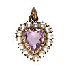 GOLD-TONE AMETHYST & PEARL PENDANT at Ross's Online Art Auctions