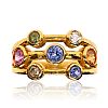 18CT GOLD COLOURED SAPPHIRE & DIAMOND RING at Ross's Online Art Auctions